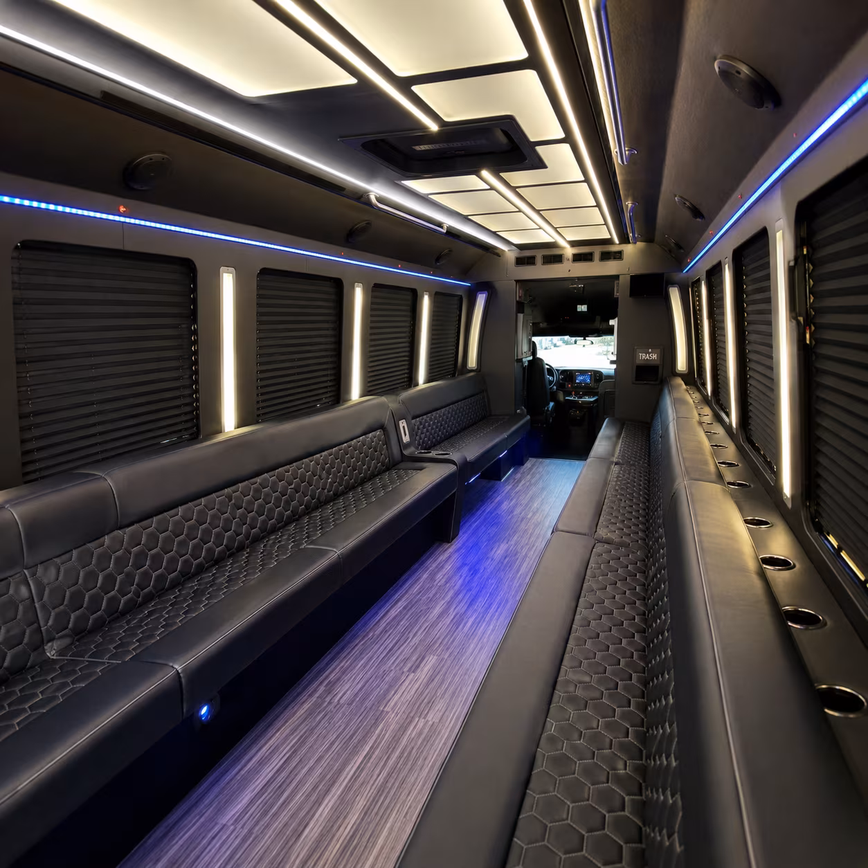 hoover party bus rental interior